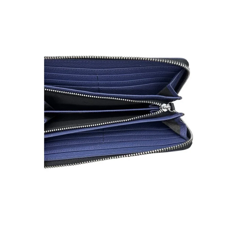 Vince Camuto Womens Blue Leather Wallet Two-toned Zip Around Card Holder